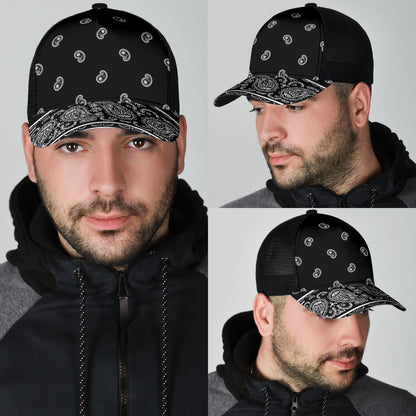 Black Bandana All Over Mesh Back Cap