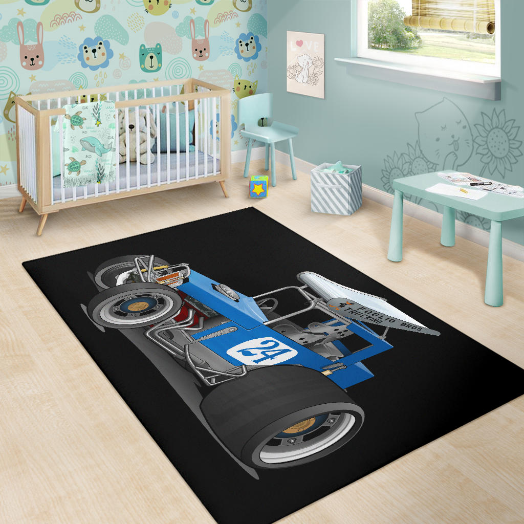 Blue Race Car Super Modified Car Art Area Rug