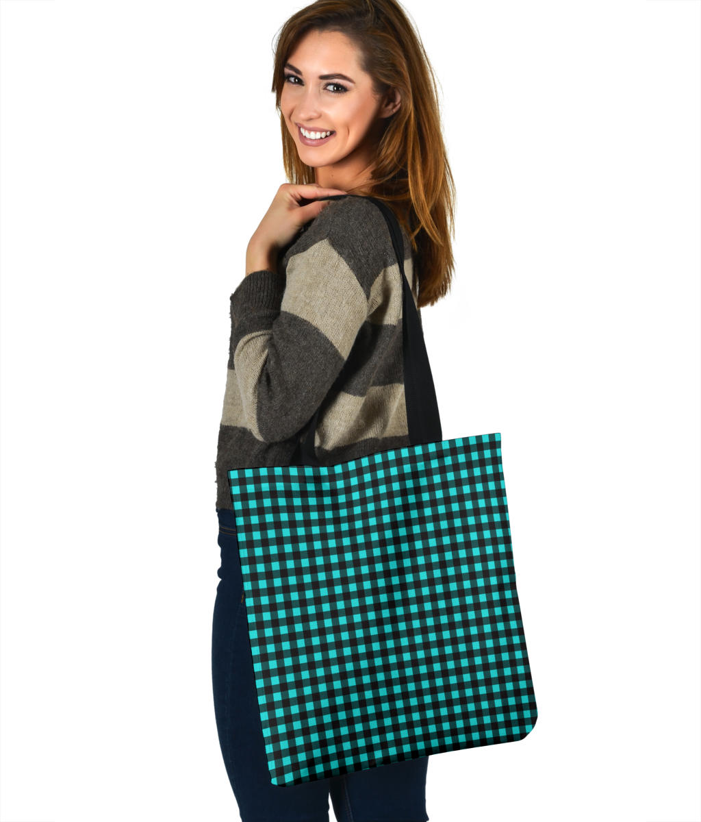 Black and White Buffalo Plaid Printed Tote Bag