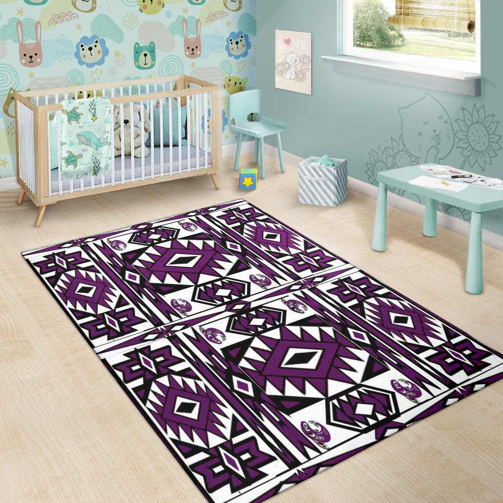 Native Stylish Area Rug Great for any Room Black Bottom  (purple)