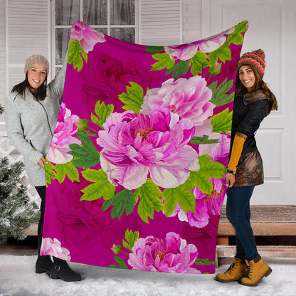 Pink Peony Lovers Premium Blanket