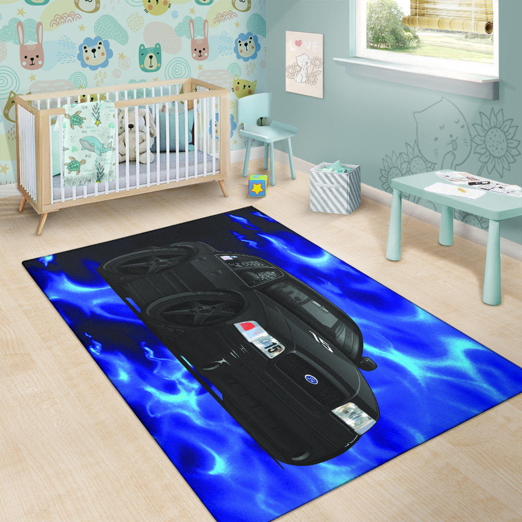 1999 Crown Victoria Blue Flames Area Rug