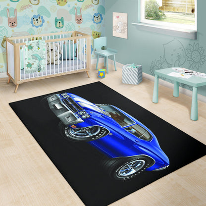 1970 Blue White Stripes Chevelle Area Rug
