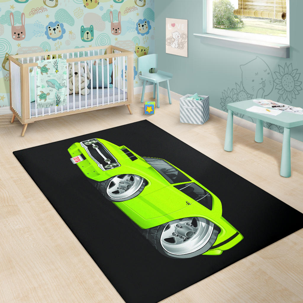 1969 Dart Cart Art Area Rug Black Background