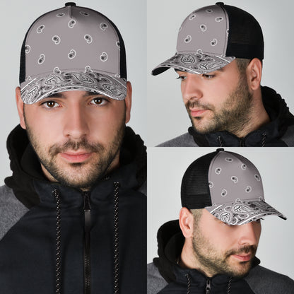 Classic Gray Bandana All Over Mesh Back Cap