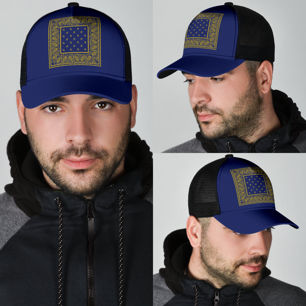 Blue and Gold Bandana Mesh Back Cap