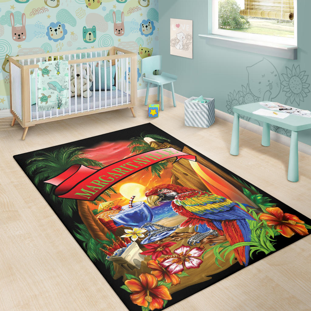 Margaritaville Rug Black Parrot Beach Area Rug