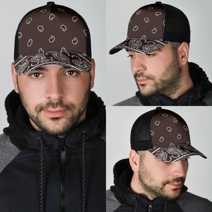 Coffee Brown Bandana All Over Mesh Back Cap