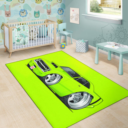 1969 Dart Car Art Area Rug Green