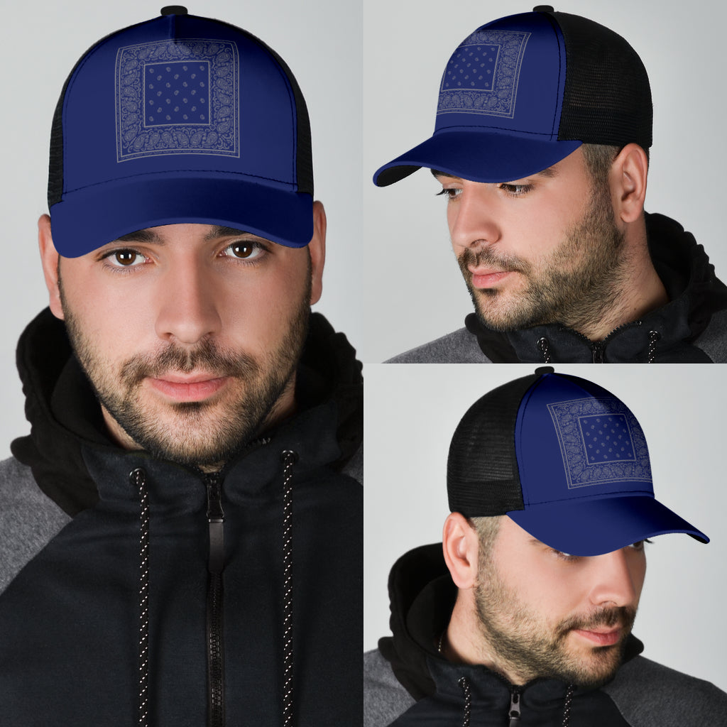 Blue and Gray Bandana Mesh Back Cap