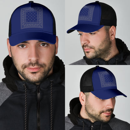 Blue and Gray Bandana Mesh Back Cap