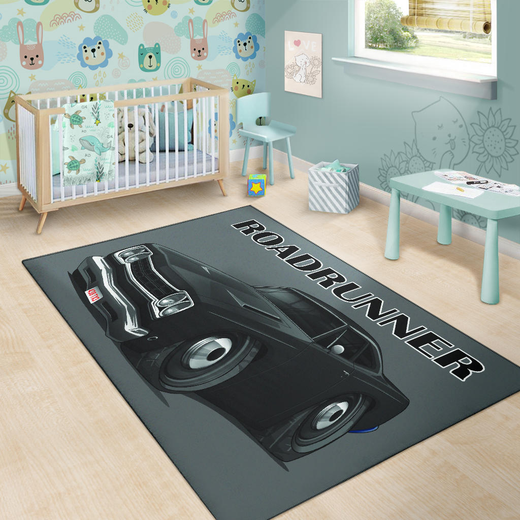 1968 Black Plymouth Roadrunner Area Rug