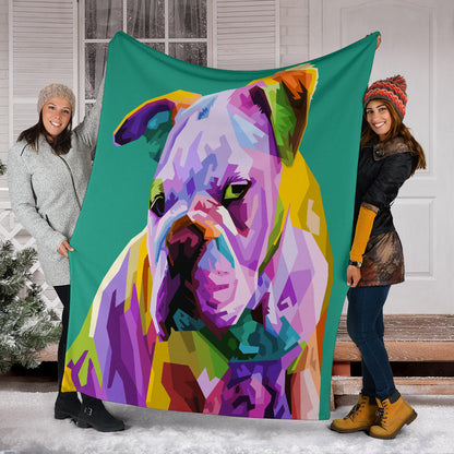 Premium Blanket colorful english bulldog pop art style