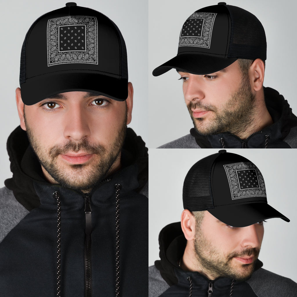 Black  Bandana Mesh Back Cap