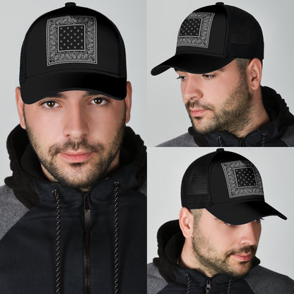 Black  Bandana Mesh Back Cap