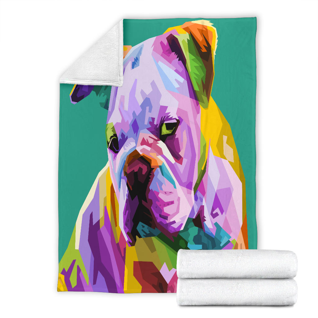 Premium Blanket colorful english bulldog pop art style