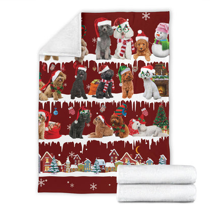 Premium Blanket Poodle Snow Christmas Blanket