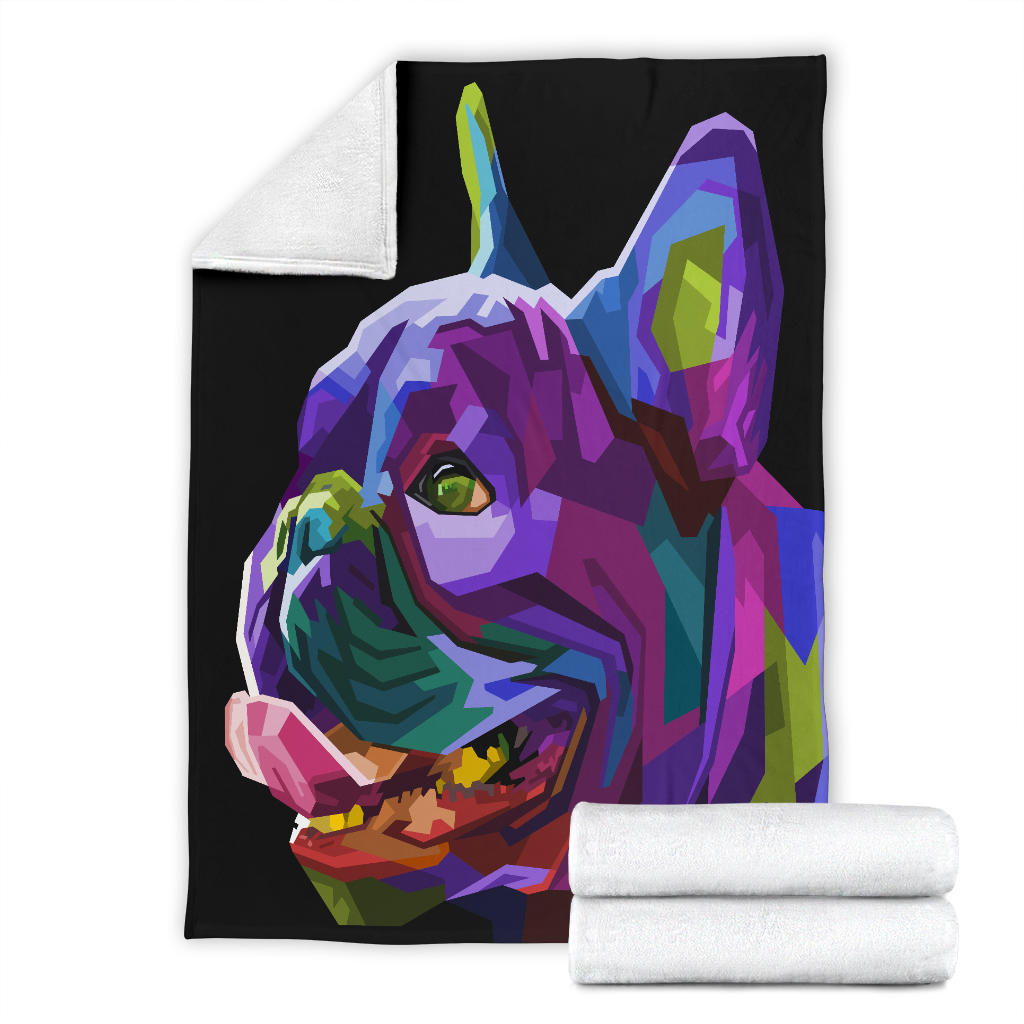 Premium Blanket colorful french bulldog geometric pop art