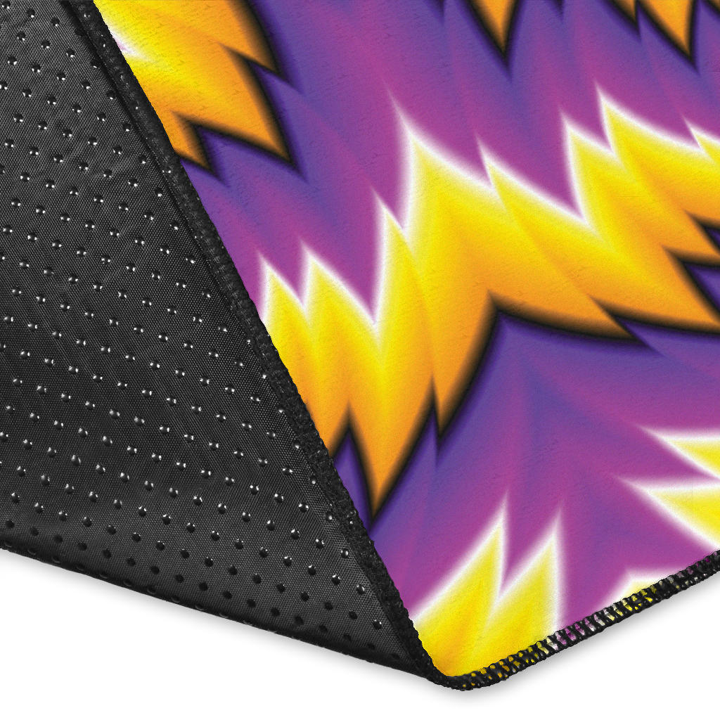 Spiral Optical Illusion Area Rug Purple Yellow