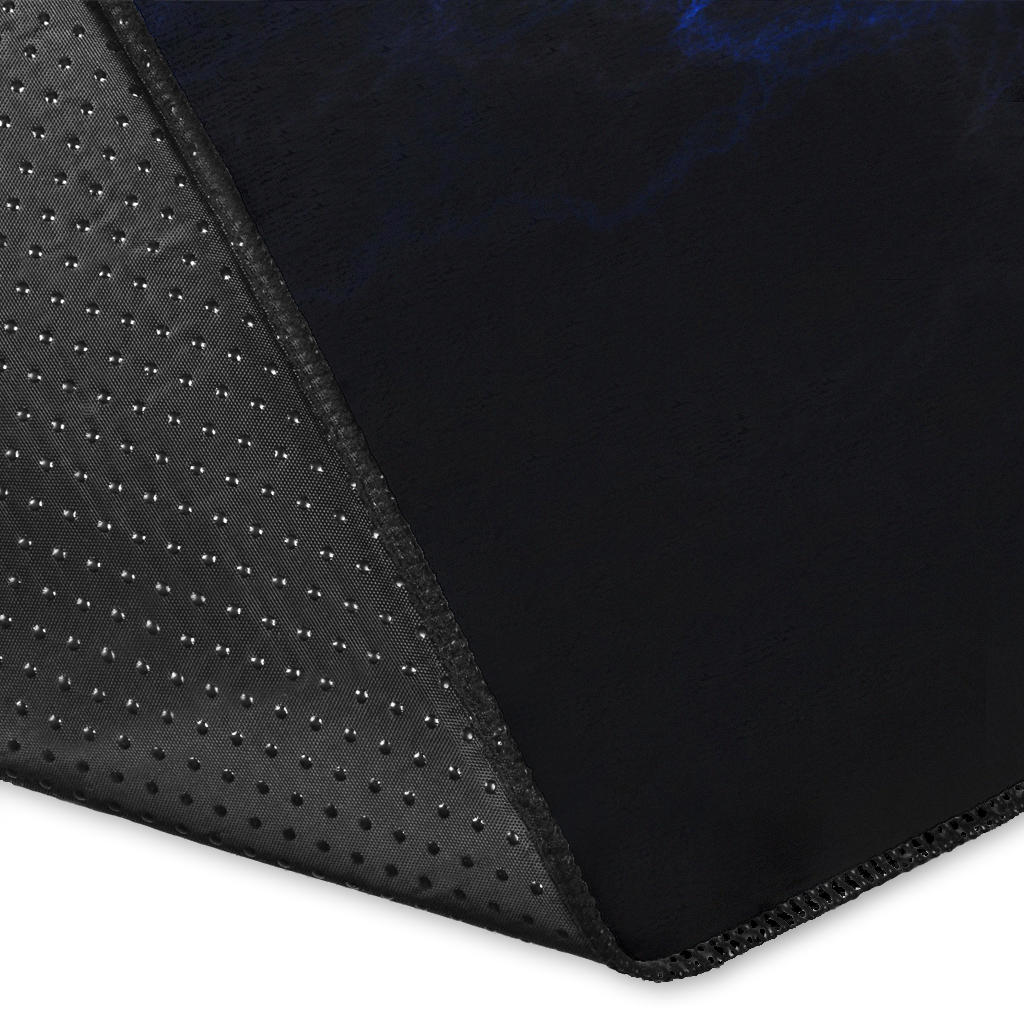 Blue Flaming Skull Area Rug