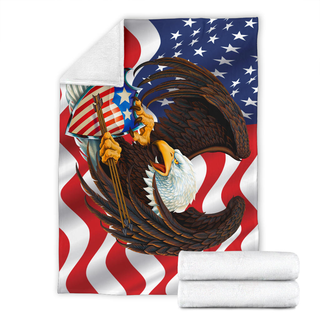 American Bald Eagle Shield Flag Premium Blanket