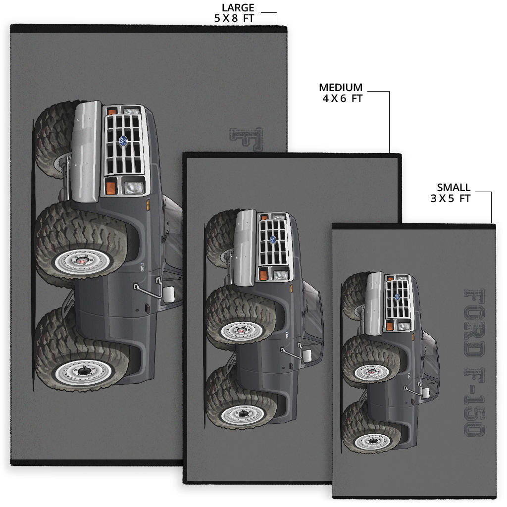 F-150 4x4 Pickup Truck Area Rug Grey Background and Grey Lettering