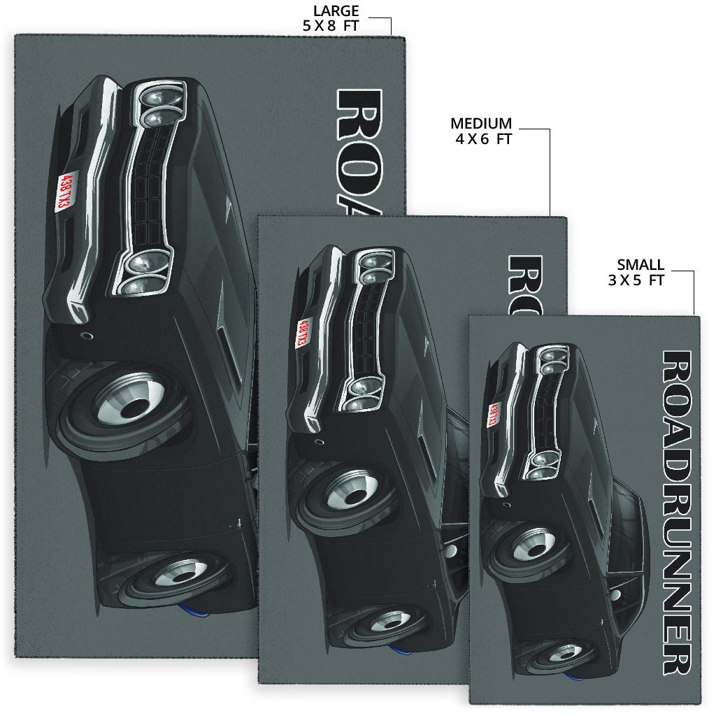 1968 Black Plymouth Roadrunner Area Rug