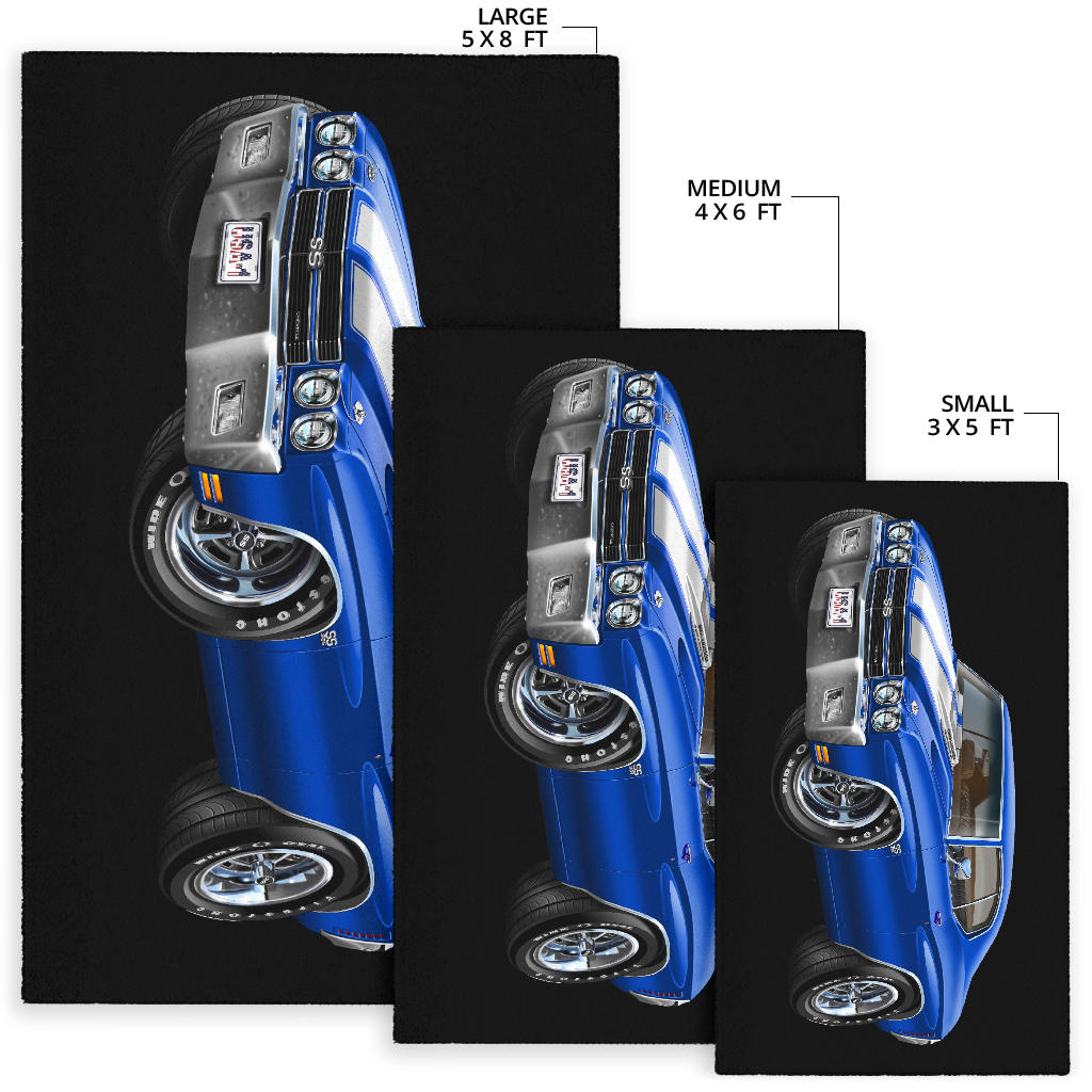 1970 Chevelle Blue USA Plate Area Rug