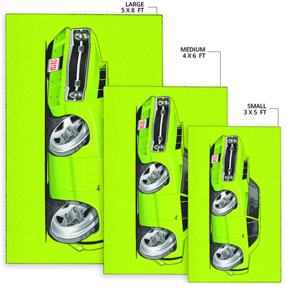 1969 Dart Car Art Area Rug Green