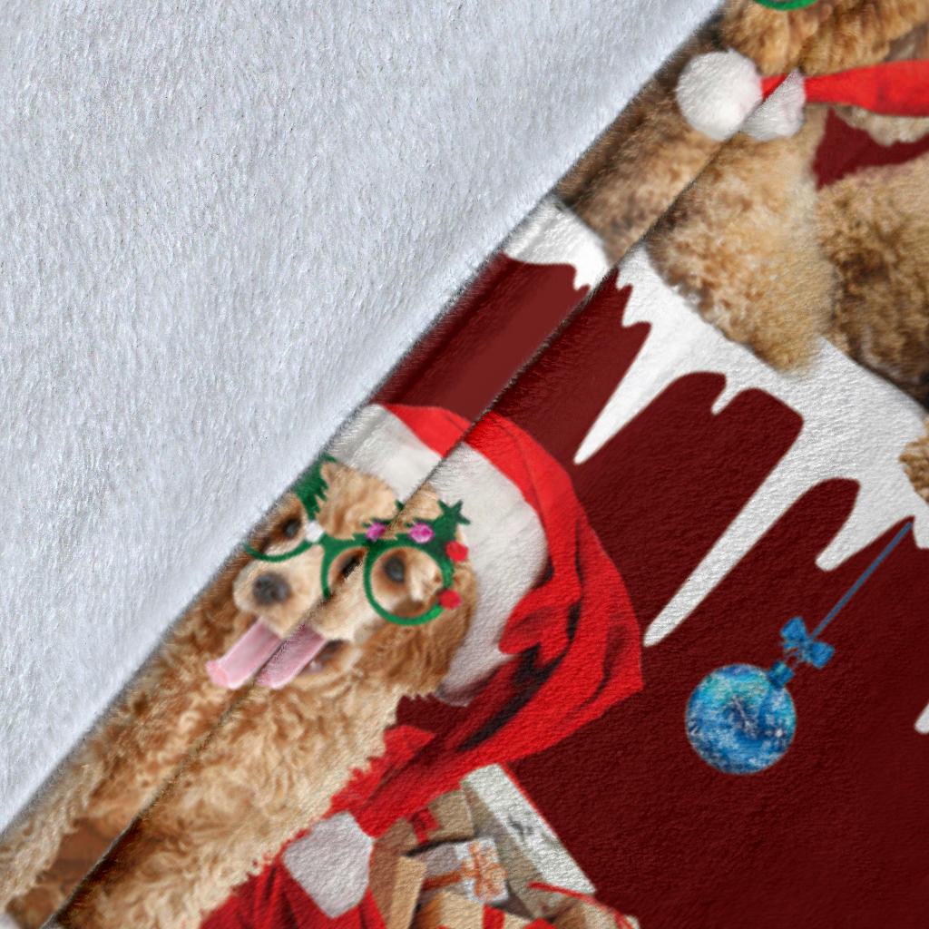 Premium Blanket Poodle Snow Christmas Blanket