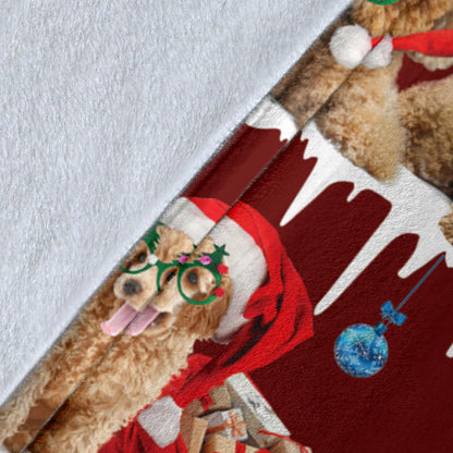 Premium Blanket Poodle Snow Christmas Blanket