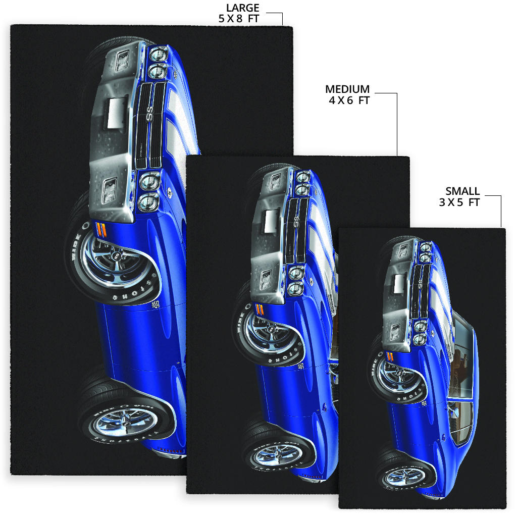 1970 Blue White Stripes Chevelle Area Rug