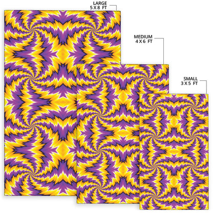 Spiral Optical Illusion Area Rug Purple Yellow