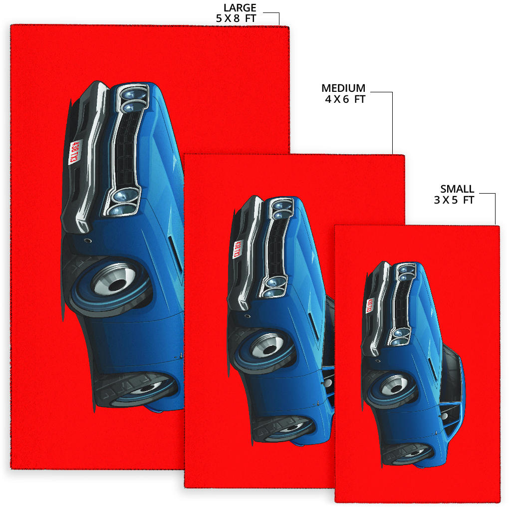 1968 Plymouth Roadrunner Blue Car Art Area Rug