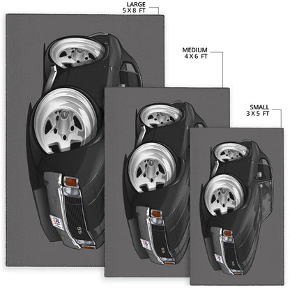 Black Chevelle Muscle Car Art Area Rug