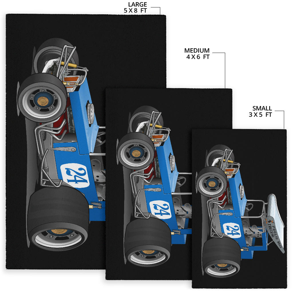 Blue Race Car Super Modified Car Art Area Rug