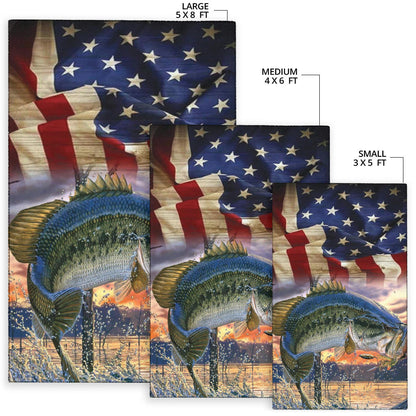 Bass Fish American Flag Area Rug