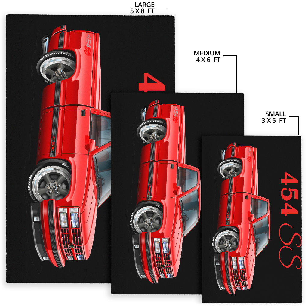 1990 454SS Pickup Truck Car Art Area Rug