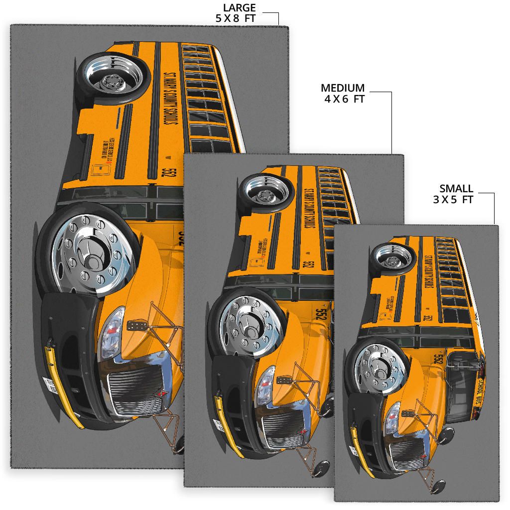 2017 International School Bus Car Art Area Rug