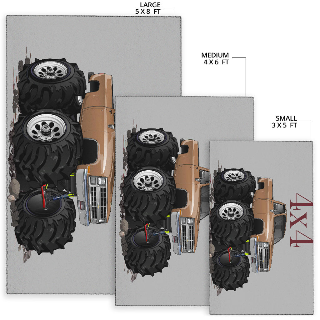 1986 4x4 Pickup Truck Car Art Area Rug