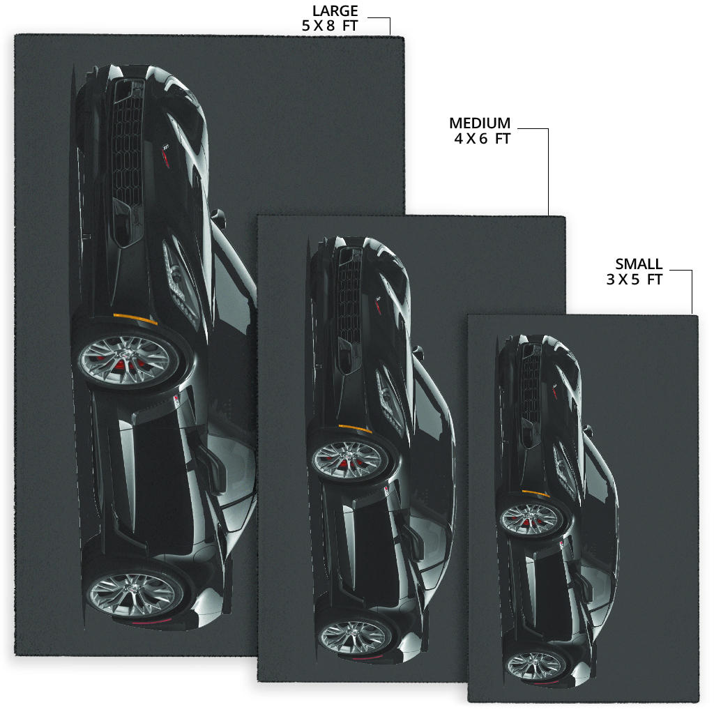 2019 Z06 Black Corvette Area Rug