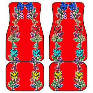 4 Generations Floral Old Tradecloth Red Set of 4 Car Floor Mats
