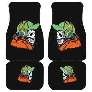 Front and Back Floor Mats - Skull - Set of 4