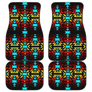 Fire and Turquoise Set of 4 Car Floor Mats