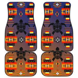Turtle Dark Blue Orange Set of 4 Car Floor Mats