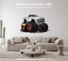 1972 GMC 4x4 Pickup Monster Truck on Rocks With Flames Car Art Wall Decal