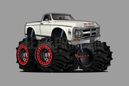 1972 GMC 4x4 Pickup Monster Truck Car Art Wall Decal