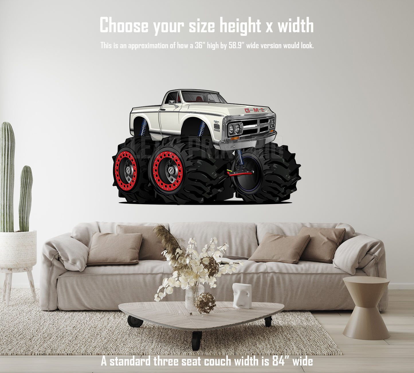 1972 GMC 4x4 Pickup Monster Truck Car Art Wall Decal
