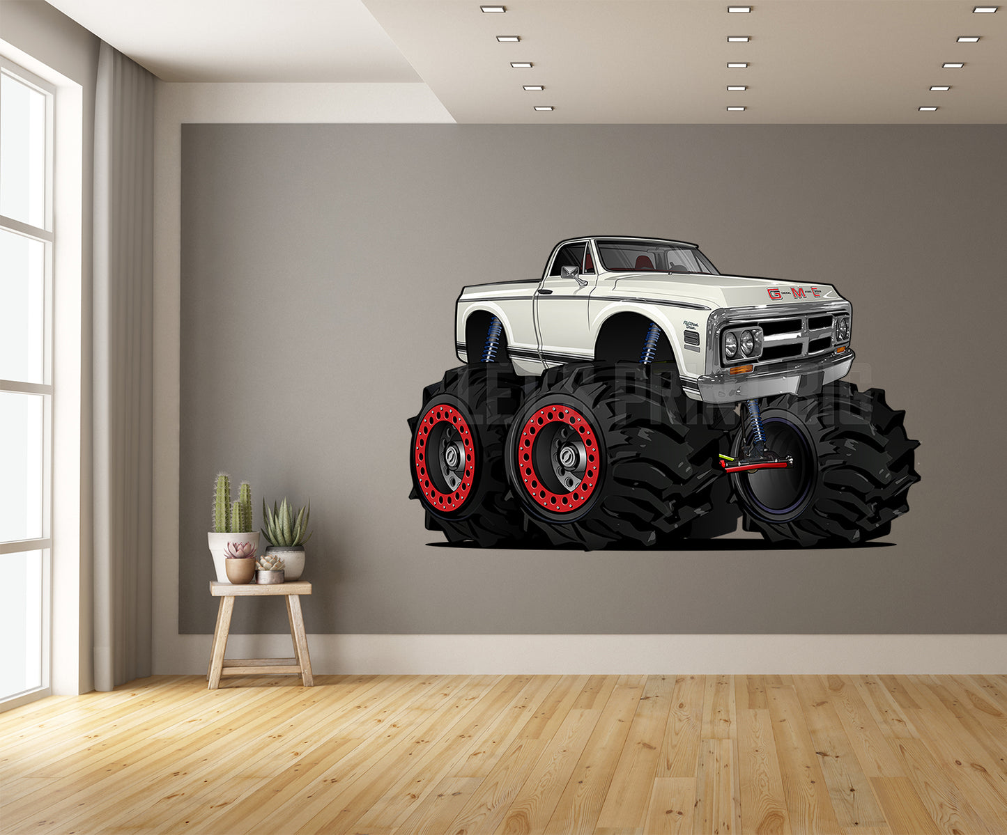 1972 GMC 4x4 Pickup Monster Truck Car Art Wall Decal
