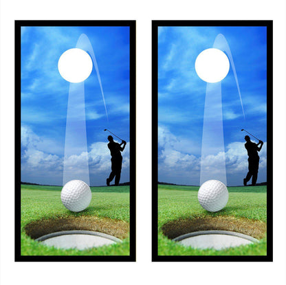 Golf Swing Hole in One Cornhole Board Decal Wraps